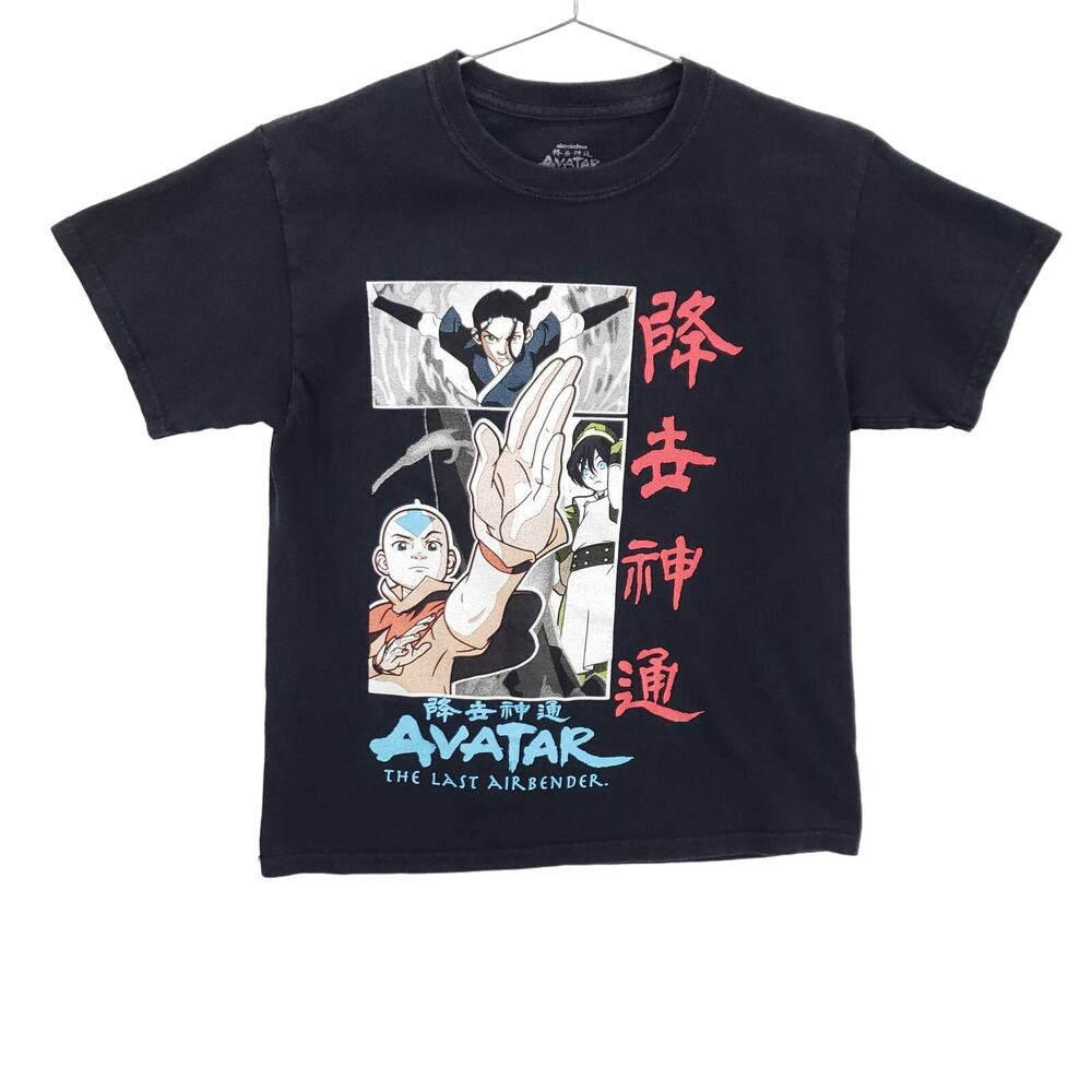 Avatar The Last Airbender T Shirt Womens Medium Black Aang Katara Graphic Tee